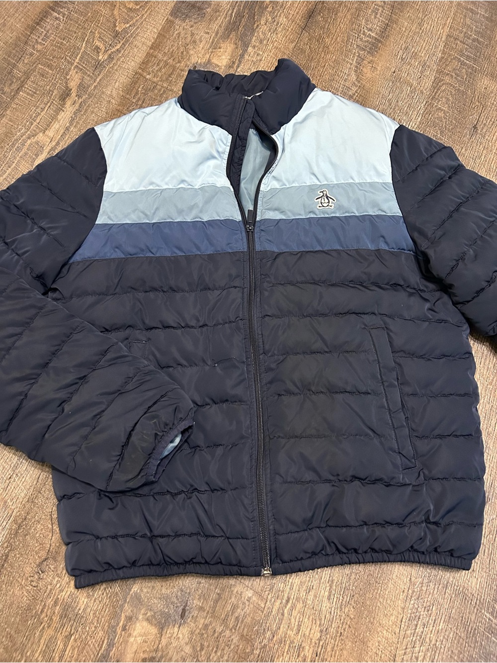 Original Penguin Navy Jacket with Light Blue Colorblock Panels